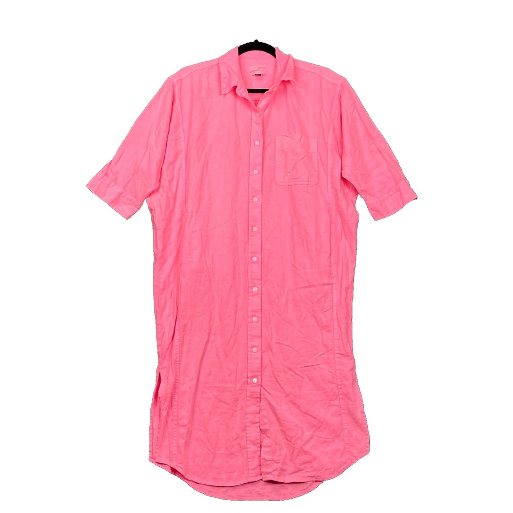 Universal Thread Shirt Dress Womens S Pink Linen Button Front Summer Resortwear